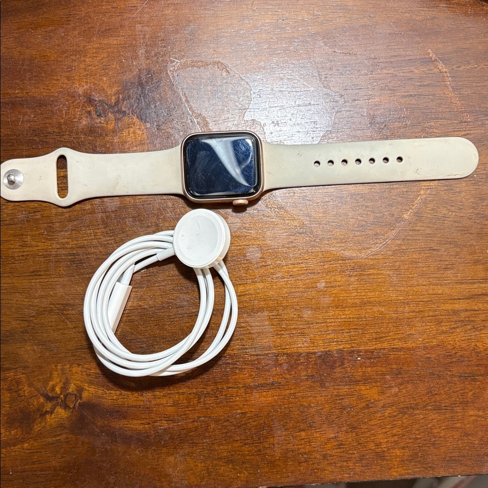 Apple Smartwatch with Cream Band and Charger